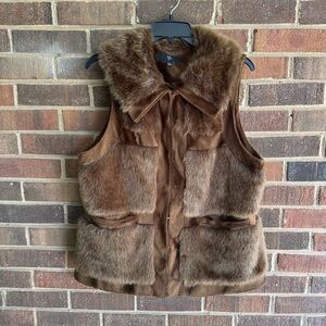 Brown Faux Fur Vest - Size L